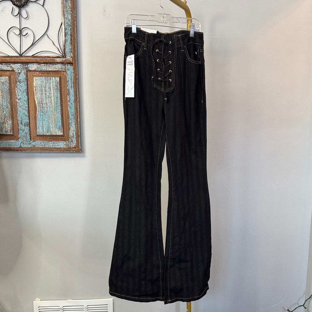 Tinseltown Black Lace-Up Front Pants